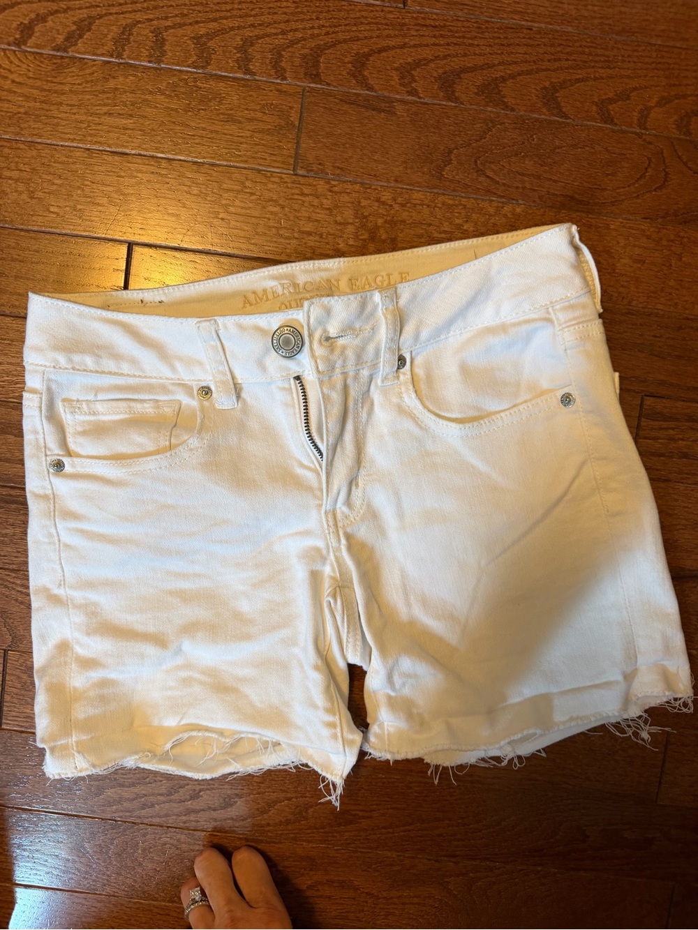 American Eagle Outfitters White Denim Cutoff Shorts - Raw Hem
